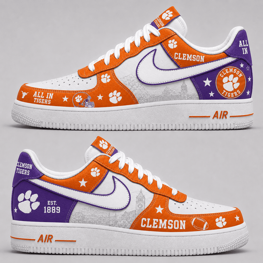 [BIG SALE] PERSONALIZED UNI15 CST CLEMSON TIGERS AF1 SHOES