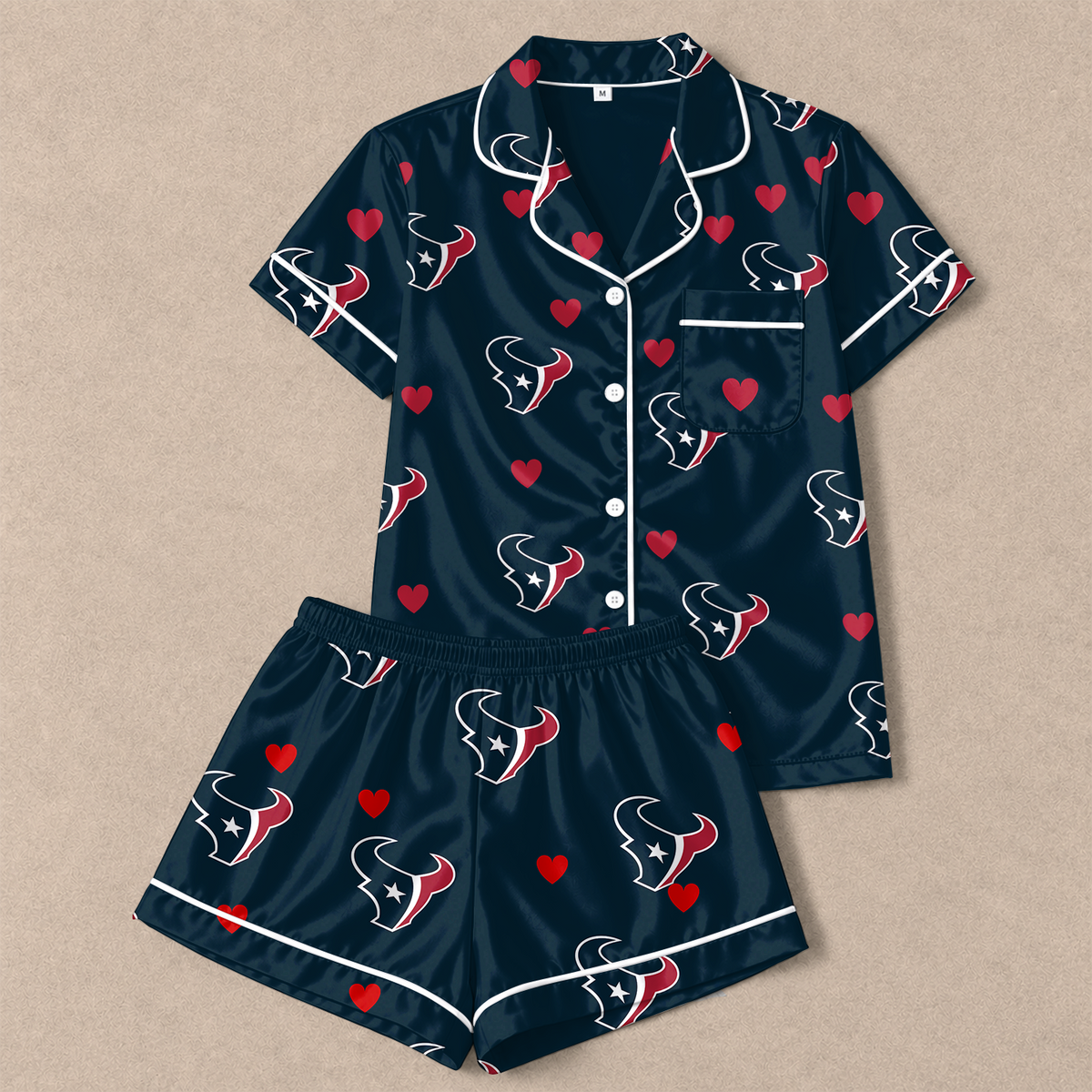 [SPECIAL OFFER] NEW CUSTOMIZED NFL15 HTT HOUSTON TEXANS SHORT-SLEEVE PAJAMAS SET