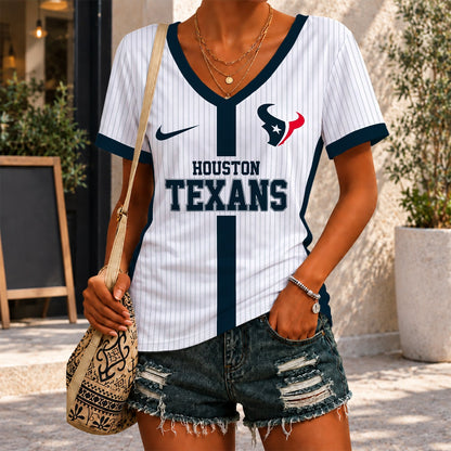 [SPECIAL OFFER] NEW CUSTOMIZED NFL15 HTT HOUSTON TEXANS V-NECK FEMALE SHIRT