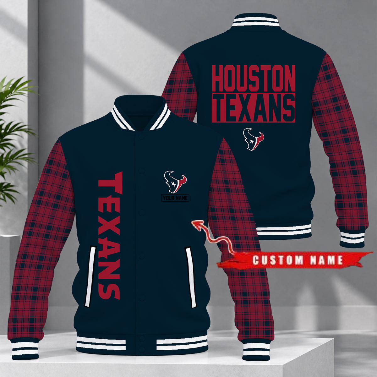 [SPECIAL OFFER] NEW CUSTOMIZED NFL15 HTT HOUSTON TEXANS SATIN VARSITY & BASEBALL JACKET