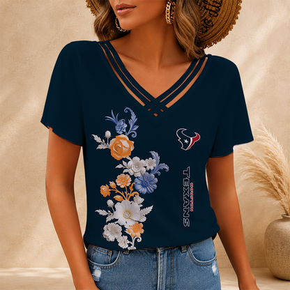 [SPECIAL OFFER] NEW CUSTOMIZED NFL15 HTT HOUSTON TEXANS V-NECK SHIRT