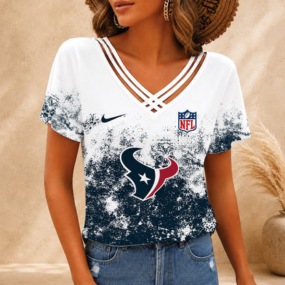 [SPECIAL OFFER] NEW CUSTOMIZED NFL15 HTT HOUSTON TEXANS V-NECK SHIRT