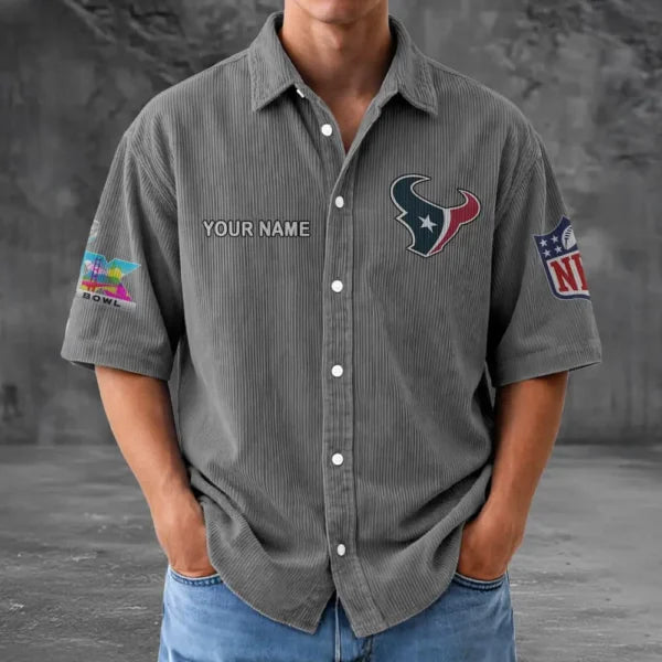 [SPECIAL OFFER] NEW CUSTOMIZED NFL15 HTT HOUSTON TEXANS SEERSUCKER BUTTON SHIRT