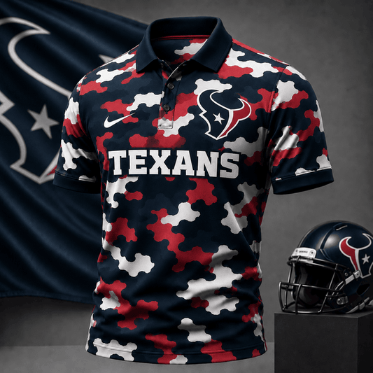 [SPECIAL OFFER] NEW CUSTOMIZED NFL15 HTT HOUSTON TEXANS CAMO POLO SHIRT