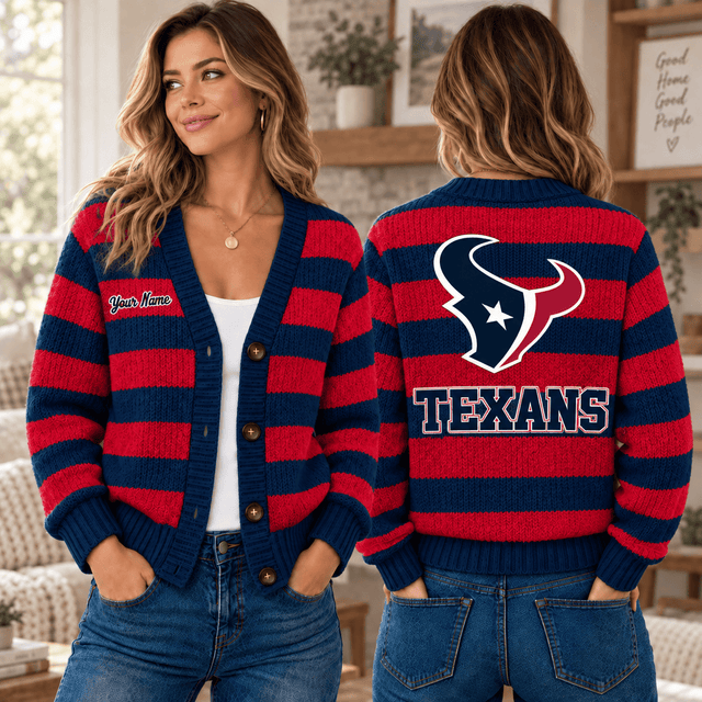 [SPECIAL OFFER] NEW CUSTOMIZED NFL15 HTT HOUSTON TEXANS CARDIGAN