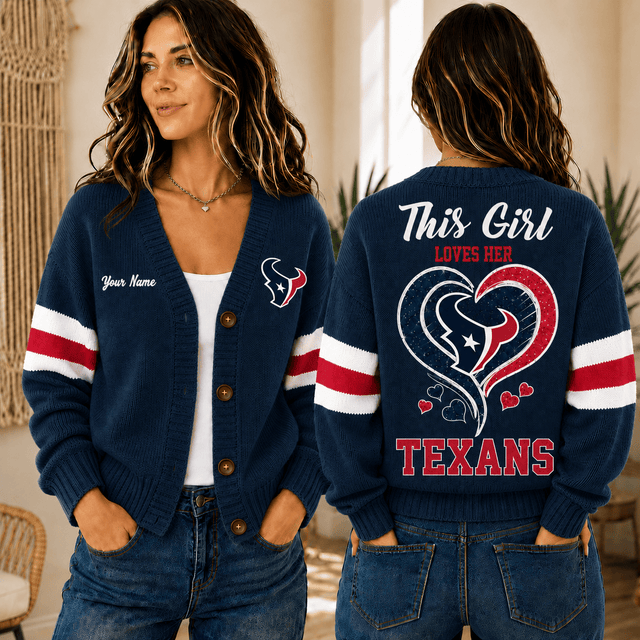 [SPECIAL OFFER] NEW CUSTOMIZED NFL15 HTT HOUSTON TEXANS CARDIGAN