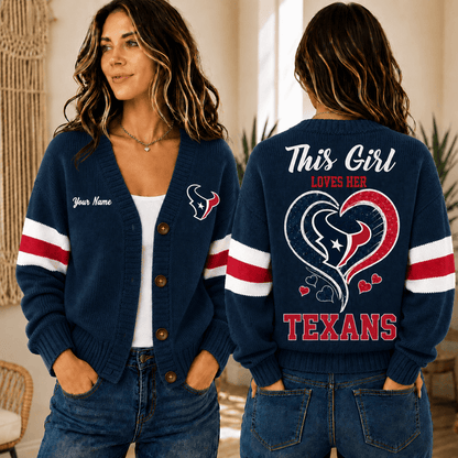 [SPECIAL OFFER] NEW CUSTOMIZED NFL15 HTT HOUSTON TEXANS CARDIGAN