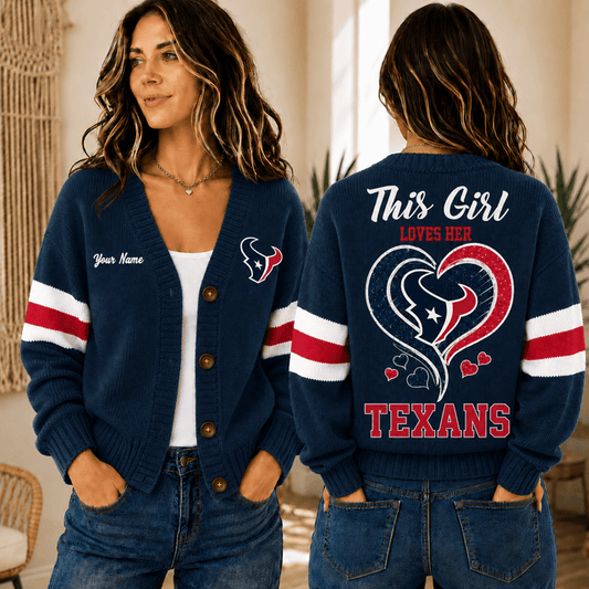 [SPECIAL OFFER] NEW CUSTOMIZED NFL15 HTT HOUSTON TEXANS CARDIGAN