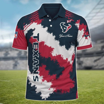 [SPECIAL OFFER] NEW CUSTOMIZED NFL15 HTT HOUSTON TEXANS MULTICOLOR POLO SHIRT