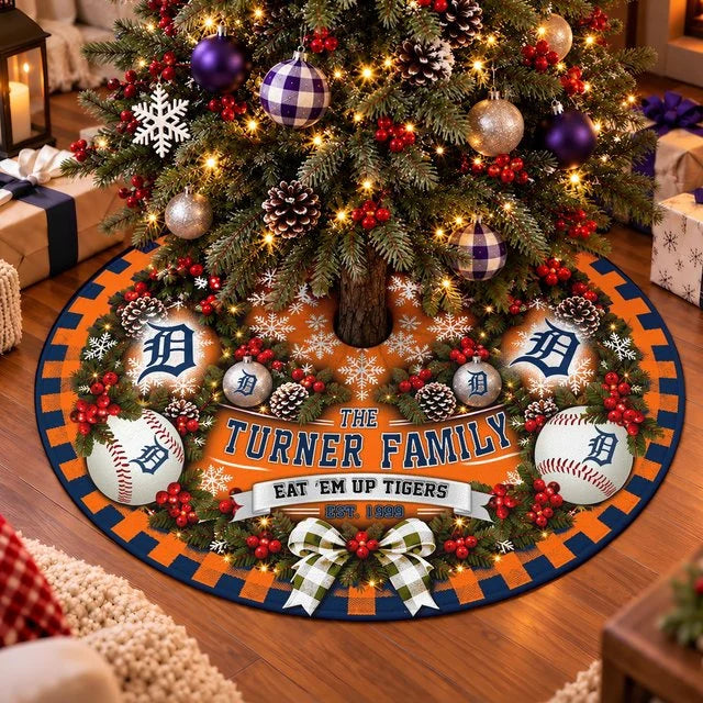 [FLASH SALE] FAMILY NAME & EST. MLB16 DTS THE TIGERS CHRISTMAS TREE SKIRT