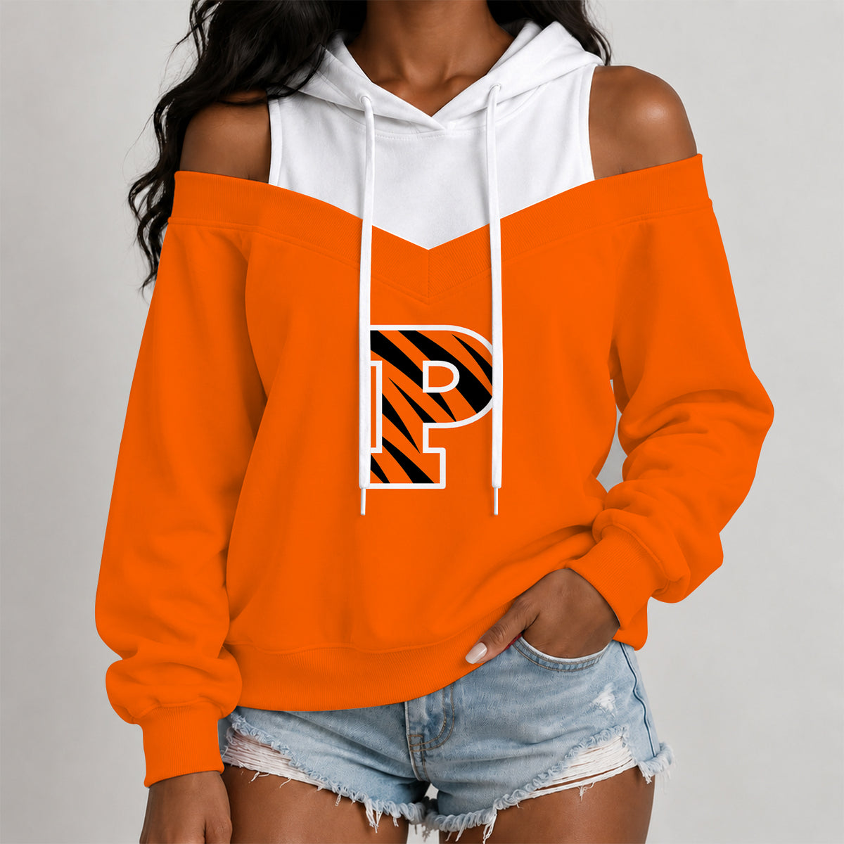 [BIG DEAL] PERSONALIZED UNI16 PRT PRINCETON TIGERS WOMEN'S OFF-SHOULDER HOODIE