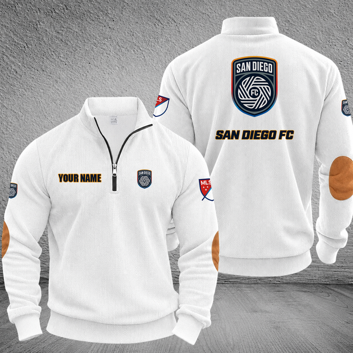 [FAN EXCLUSIVE] NEW CUSTOMIZED MLS16 SDF SAN DIEGO FC MULTICOLOR STRIPED QUATER ZIP SWEATSHIRT
