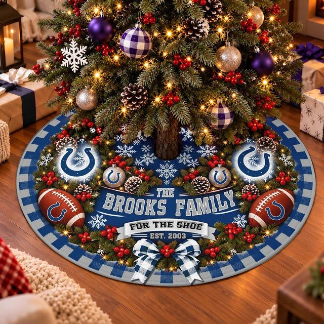 [SPECIAL OFFER] FAMILY NAME & EST. NFL17 IDC THE COLTS CHRISTMAS TREE SKIRT