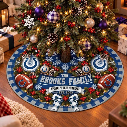 [SPECIAL OFFER] FAMILY NAME & EST. NFL17 IDC THE COLTS CHRISTMAS TREE SKIRT