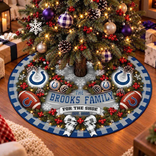 [SPECIAL OFFER] FAMILY NAME & EST. NFL17 IDC THE COLTS CHRISTMAS TREE SKIRT