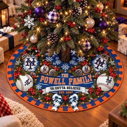[FLASH SALE] FAMILY NAME & EST. MLB17 NYM THE METS CHRISTMAS TREE SKIRT