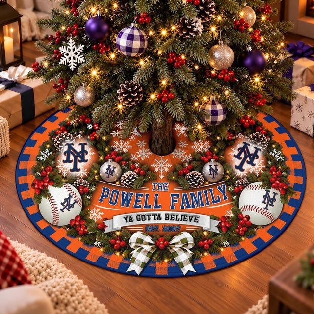 [FLASH SALE] FAMILY NAME & EST. MLB17 NYM THE METS CHRISTMAS TREE SKIRT