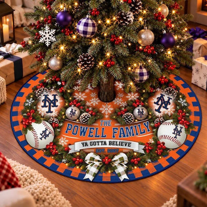 [FLASH SALE] FAMILY NAME & EST. MLB17 NYM THE METS CHRISTMAS TREE SKIRT