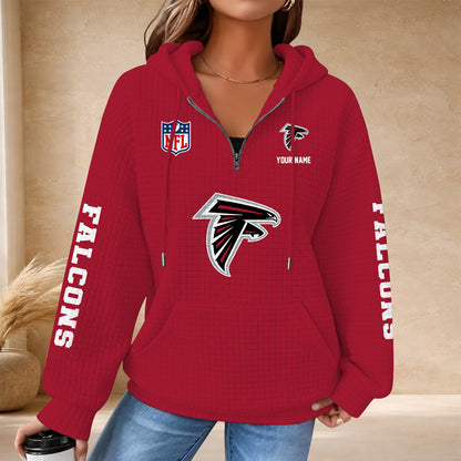 [SPECIAL OFFER] NEW CUSTOMIZED NFL18 ATF THE FALCONS QUARTER ZIP HOODIE