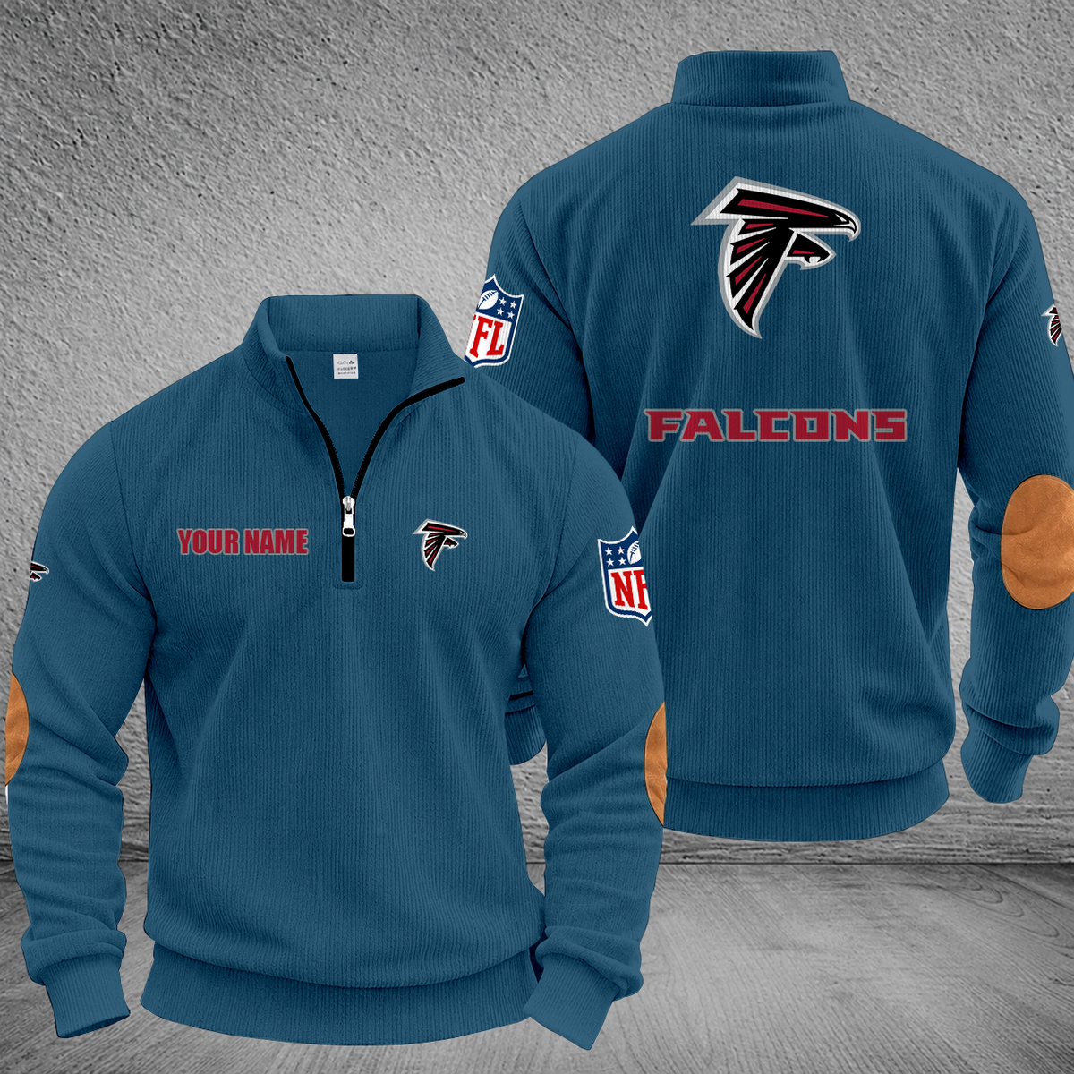 [SPECIAL OFFER] NEW CUSTOMIZED NFL18 ATF ATLANTA FALCONS MULTICOLOR STRIPED QUATER ZIP SWEATSHIRT