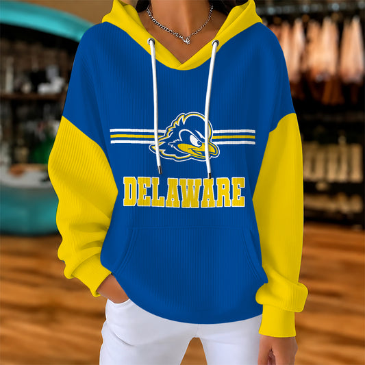 [BIG DEAL] PERSONALIZED UNI18 DFH DELAWARE FIGHTIN' BLUE HENS RIBBED HOODIE & SWEATSHIRT