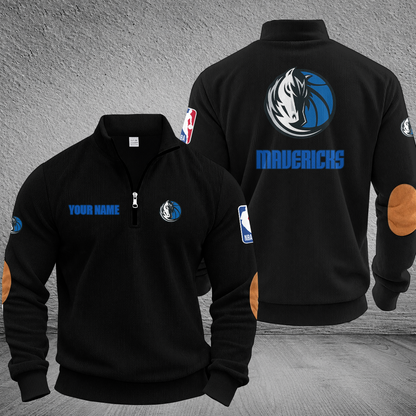 [HOT DEAL] NEW CUSTOMIZED NBA18 DMA DALLAS MAVERICKS MULTICOLOR STRIPED QUATER ZIP SWEATSHIRT