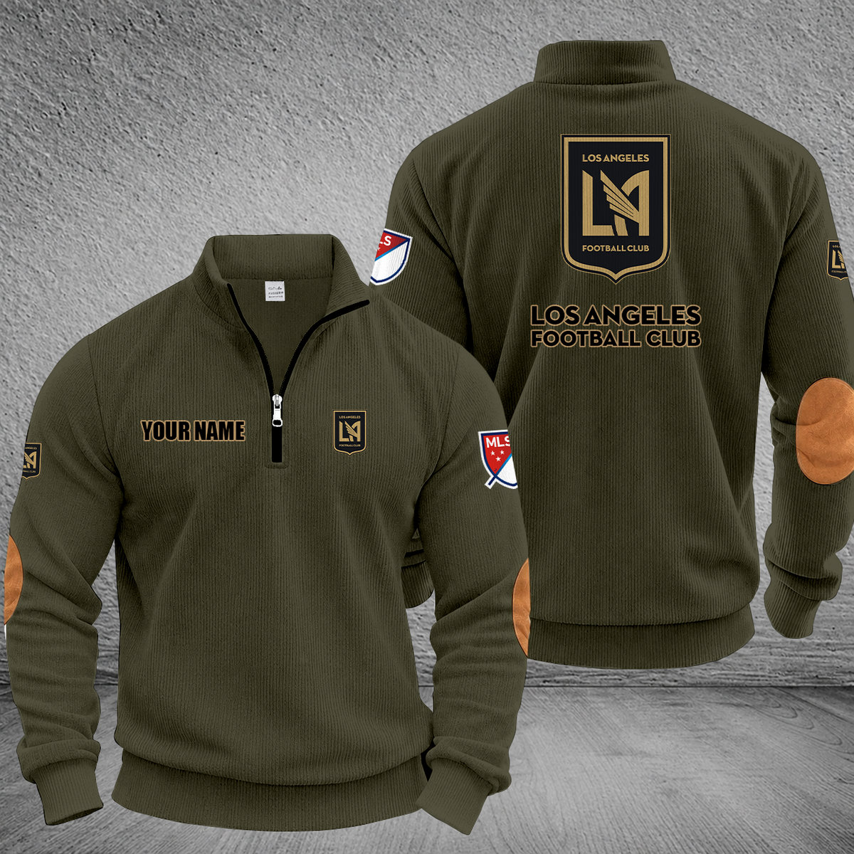 [FAN EXCLUSIVE] NEW CUSTOMIZED MLS18 LAF LOS ANGELES FC MULTICOLOR STRIPED QUATER ZIP SWEATSHIRT