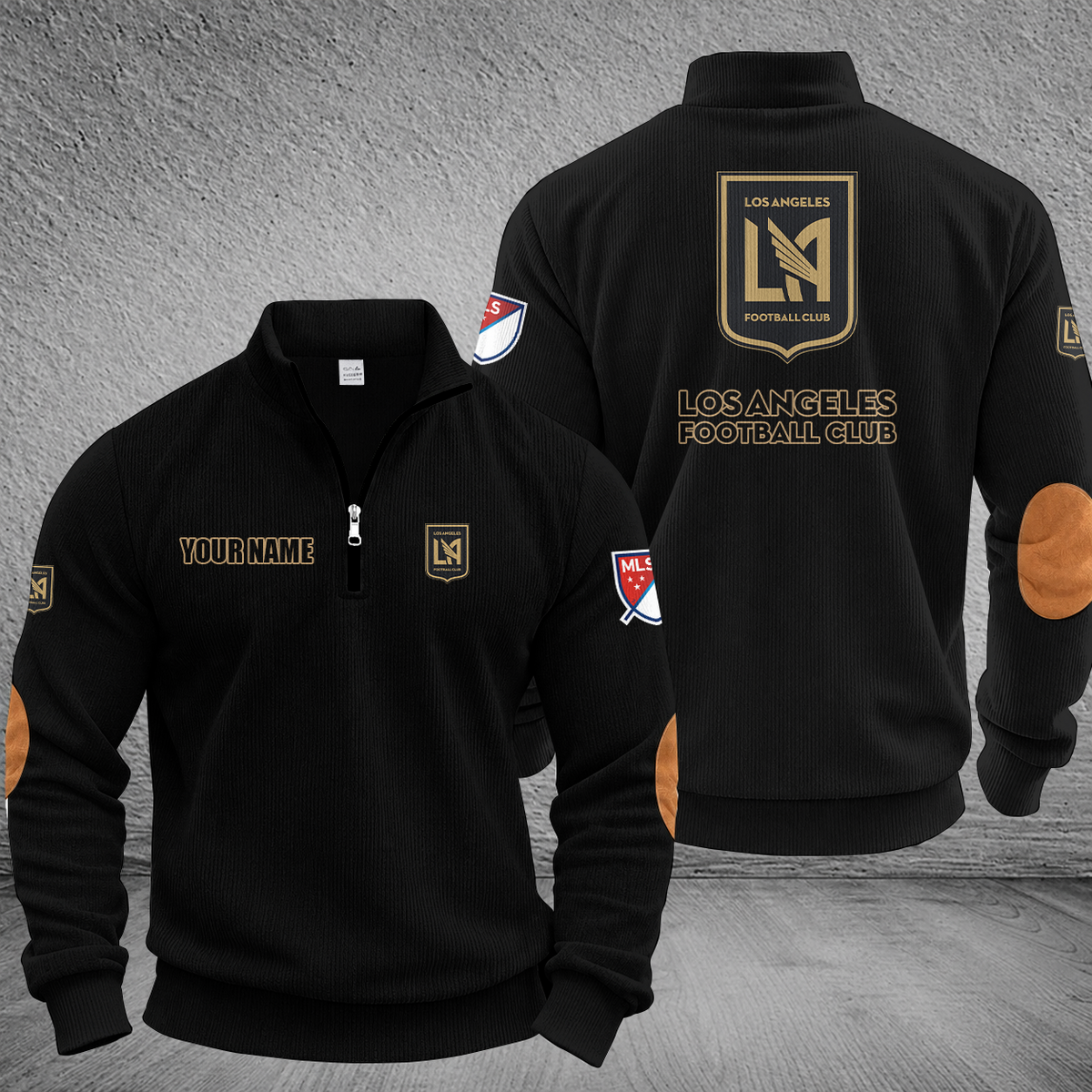 [FAN EXCLUSIVE] NEW CUSTOMIZED MLS18 LAF LOS ANGELES FC MULTICOLOR STRIPED QUATER ZIP SWEATSHIRT