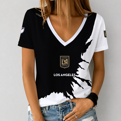 [FAN EXCLUSIVE] NEW CUSTOMIZED MLS18 LAF LOS ANGELES FC V-NECK FEMALE SHIRT