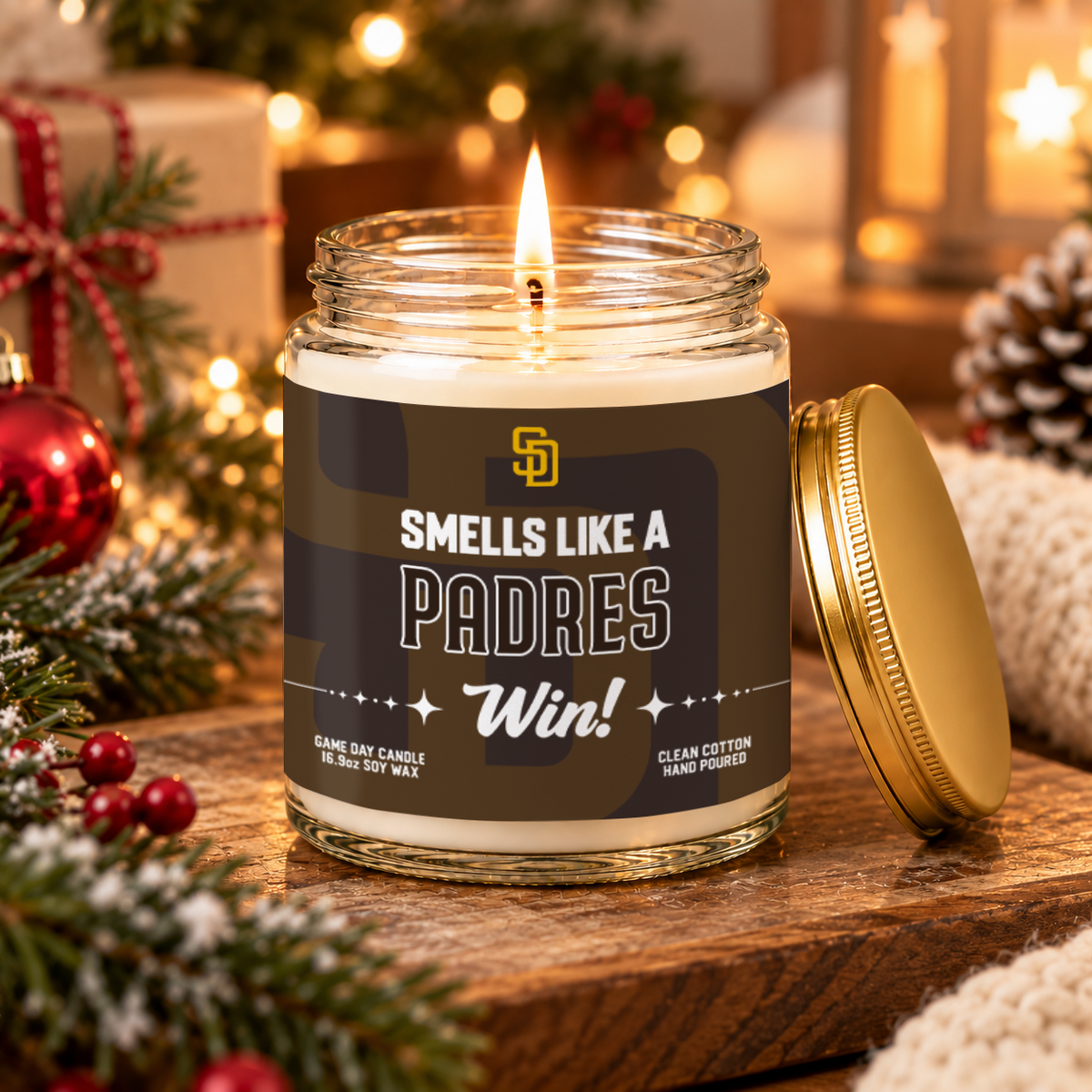 [FLASH SALE] NEW CUSTOMIZED MLB18 SDP THE PADRES FROSTED GLASS CANDLE