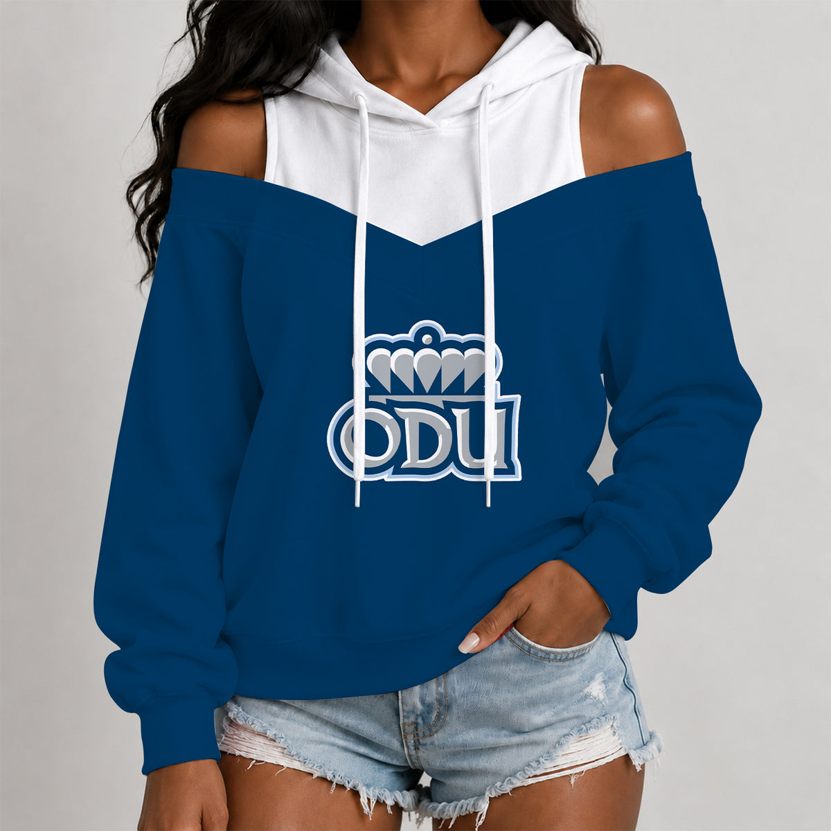[BIG DEAL] PERSONALIZED UNI19 ODM OLD DOMINION MONARCHS WOMEN'S OFF-SHOULDER HOODIE