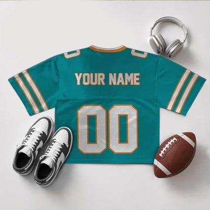 [SPECIAL OFFER] NEW CUSTOMIZED NFL19 MDP MIAMI DOLPHINS V-NECK JERSEY CROP TOP