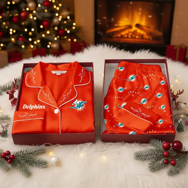 [SPECIAL OFFER] NEW CUSTOMIZED NFL19 MDP THE DOLPHINS LONG-SLEEVE PAJAMA SET