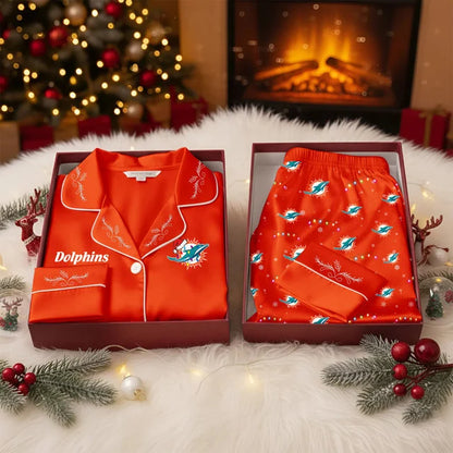 [SPECIAL OFFER] NEW CUSTOMIZED NFL19 MDP THE DOLPHINS LONG-SLEEVE PAJAMA SET