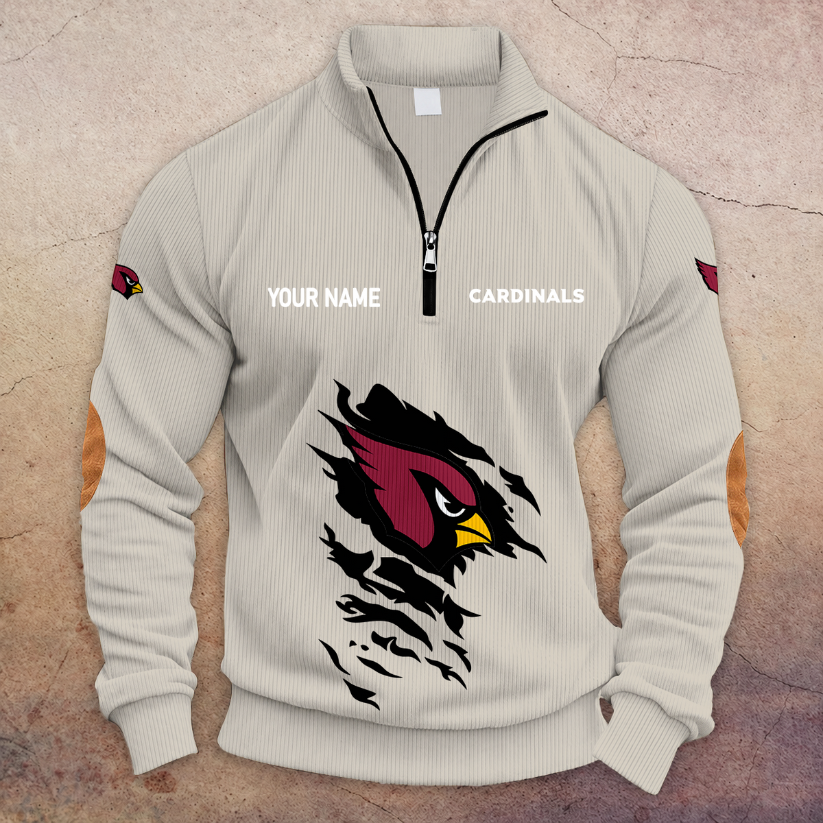 [SPECIAL OFFER] NEW CUSTOMIZED NFL20 ARC ARIZONA CARDINALS MULTICOLOR STRIPED QUATER ZIP SWEATSHIRT