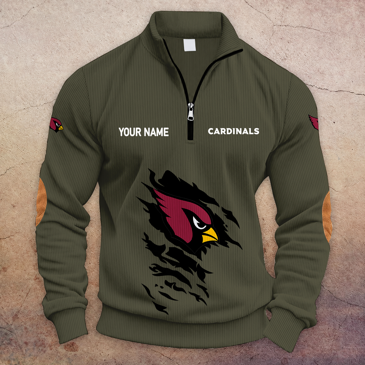 [SPECIAL OFFER] NEW CUSTOMIZED NFL20 ARC ARIZONA CARDINALS MULTICOLOR STRIPED QUATER ZIP SWEATSHIRT