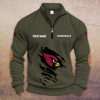 [SPECIAL OFFER] NEW CUSTOMIZED NFL20 ARC ARIZONA CARDINALS MULTICOLOR STRIPED QUATER ZIP SWEATSHIRT