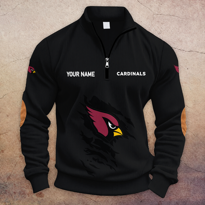 [SPECIAL OFFER] NEW CUSTOMIZED NFL20 ARC ARIZONA CARDINALS MULTICOLOR STRIPED QUATER ZIP SWEATSHIRT