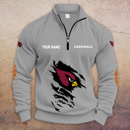[SPECIAL OFFER] NEW CUSTOMIZED NFL20 ARC ARIZONA CARDINALS MULTICOLOR STRIPED QUATER ZIP SWEATSHIRT