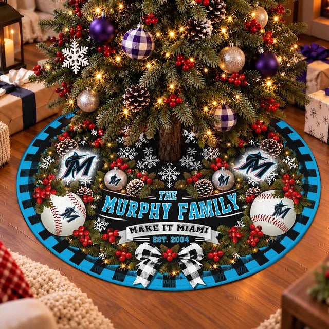 [FLASH SALE] FAMILY NAME & EST. MLB20 MMS THE MARLINS CHRISTMAS TREE SKIRT