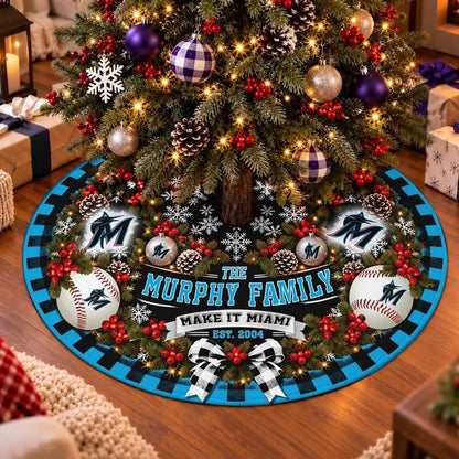 [FLASH SALE] FAMILY NAME & EST. MLB20 MMS THE MARLINS CHRISTMAS TREE SKIRT
