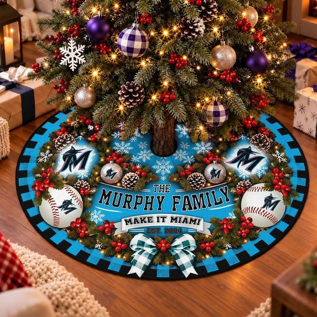 [FLASH SALE] FAMILY NAME & EST. MLB20 MMS THE MARLINS CHRISTMAS TREE SKIRT