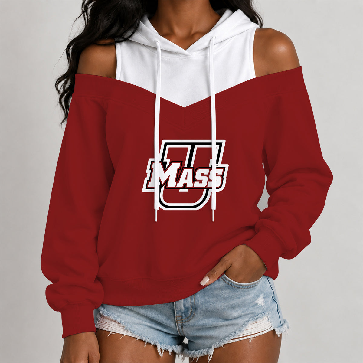 [BIG DEAL] PERSONALIZED UNI20 UMM UMASS MINUTEWOMEN WOMEN'S OFF-SHOULDER HOODIE