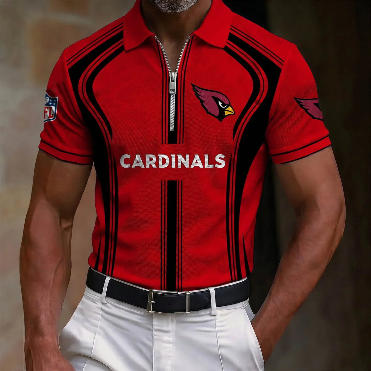 [SPECIAL OFFER] NEW CUSTOMIZED NFL20 ARC ARIZONA CARDINALS ZIP POLO SHIRT