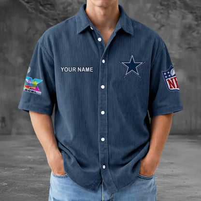 [SPECIAL OFFER] NEW CUSTOMIZED NFL21 DCB DALLAS COWBOYS SEERSUCKER BUTTON SHIRT