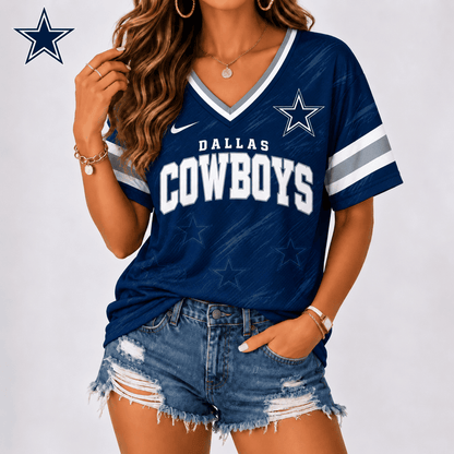 [SPECIAL OFFER] NEW CUSTOMIZED NFL21 DCB THE COWBOYS V-NECK FEMALE SHIRT