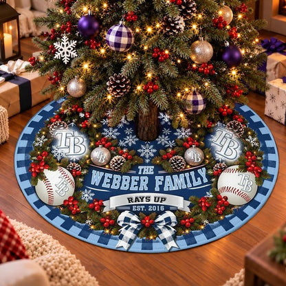 [FLASH SALE] FAMILY NAME & EST. MLB21 TBR THE RAYS CHRISTMAS TREE SKIRT