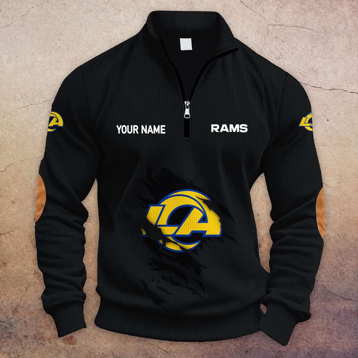 [SPECIAL OFFER] NEW CUSTOMIZED NFL22 LAR LOS ANGELES RAMS MULTICOLOR STRIPED QUATER ZIP SWEATSHIRT