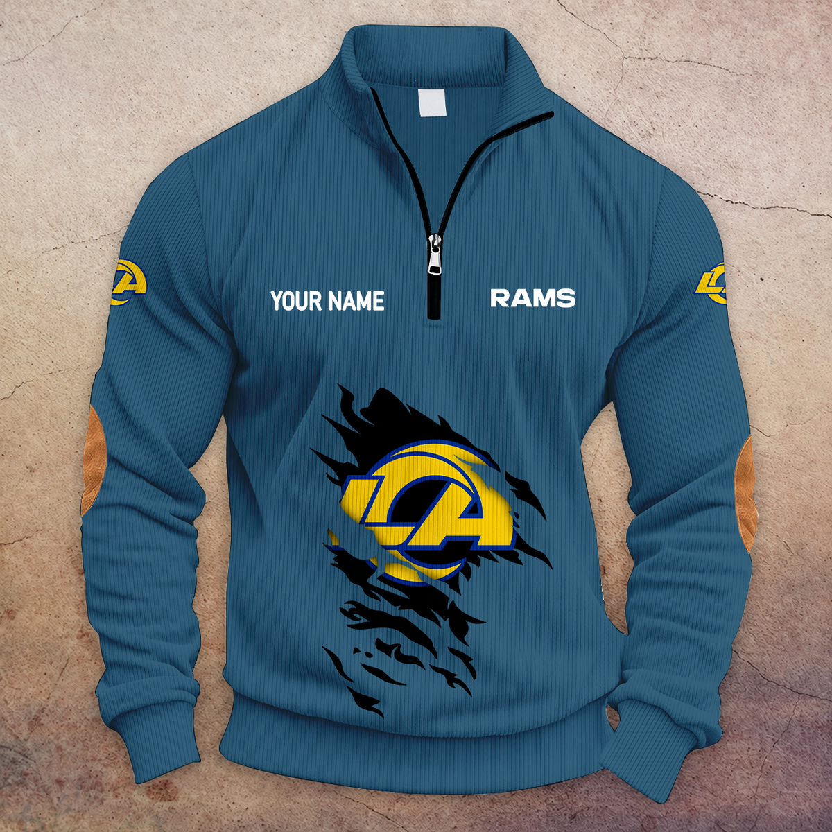 [SPECIAL OFFER] NEW CUSTOMIZED NFL22 LAR LOS ANGELES RAMS MULTICOLOR STRIPED QUATER ZIP SWEATSHIRT
