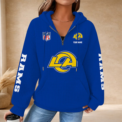 [SPECIAL OFFER] NEW CUSTOMIZED NFL22 LAR THE RAMS QUARTER ZIP HOODIE